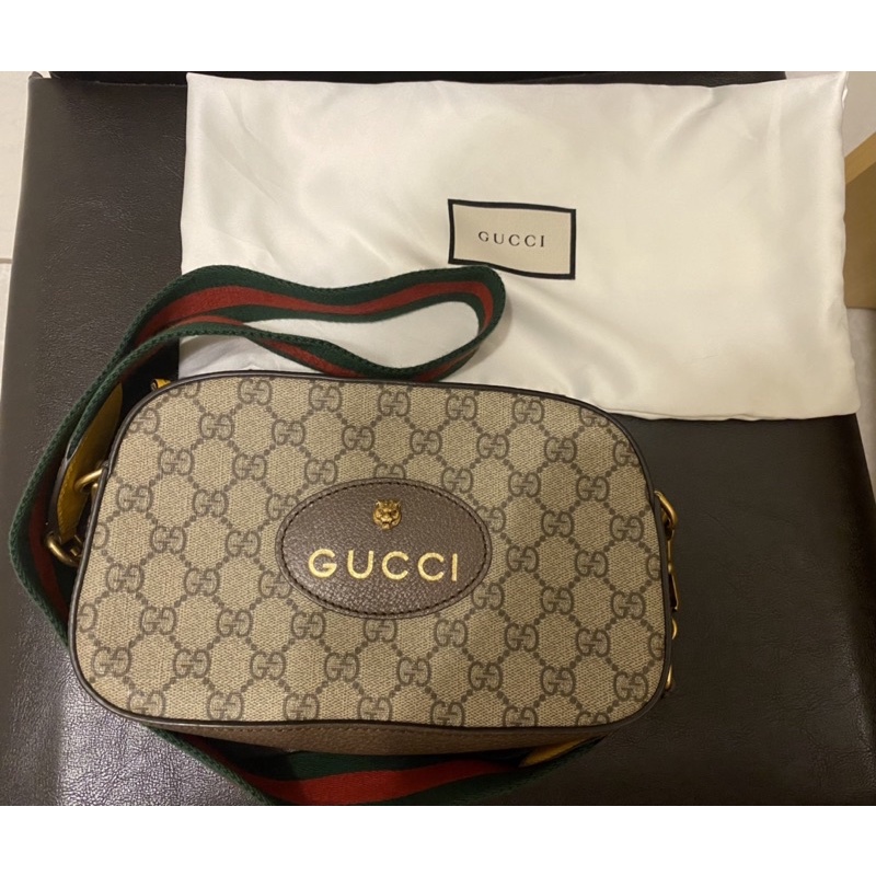 【GUCCI 】虎頭綠紅綠織帶相機斜背包