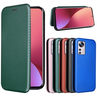 時尚碳纖維 翻蓋皮套 小米 Xiaomi Mi 12 Pro 12X 手機殼 掀蓋保護殼 磁吸 插卡 手機套
