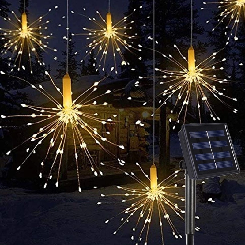 閃爍太陽能煙花燈 新款太陽能煙花燈 led星星燈 房間滿天星裝飾銅線燈串 戶外庭院掛燈