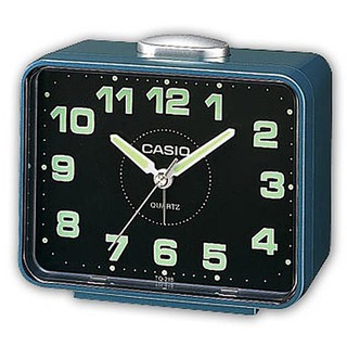 【CASIO】夜間實用桌上型鬧鐘-藍X黑面(TQ-218-2)正版宏崑公司貨