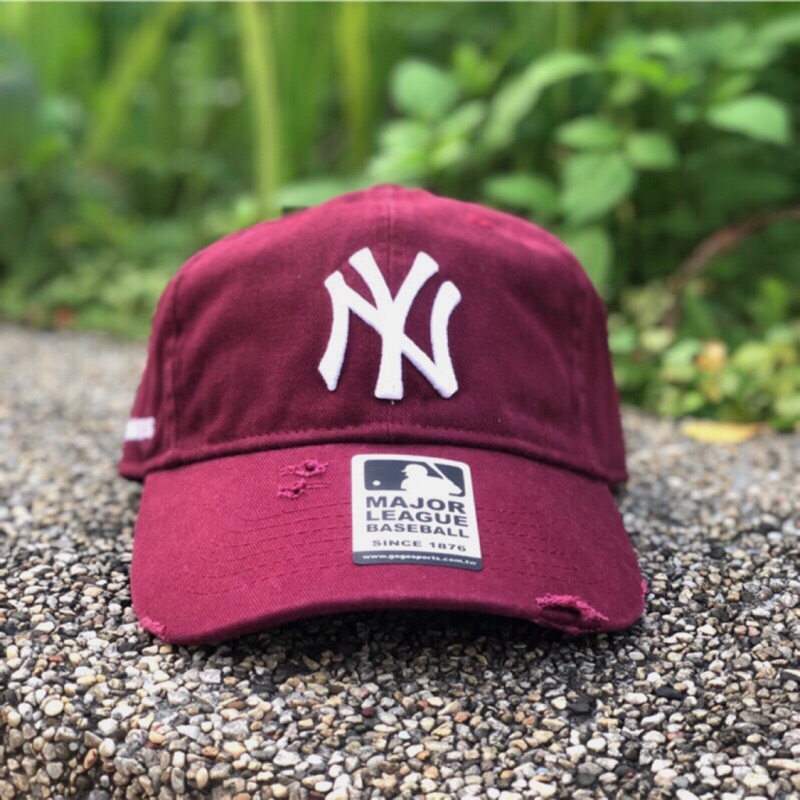 現貨 MLB Old Fashioned Cap NY 紐約 洋基 酒紅 破壞水洗老帽