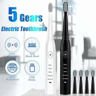 強大的超聲波電動牙刷 USB 充電充電式牙刷可水洗電子美白牙刷