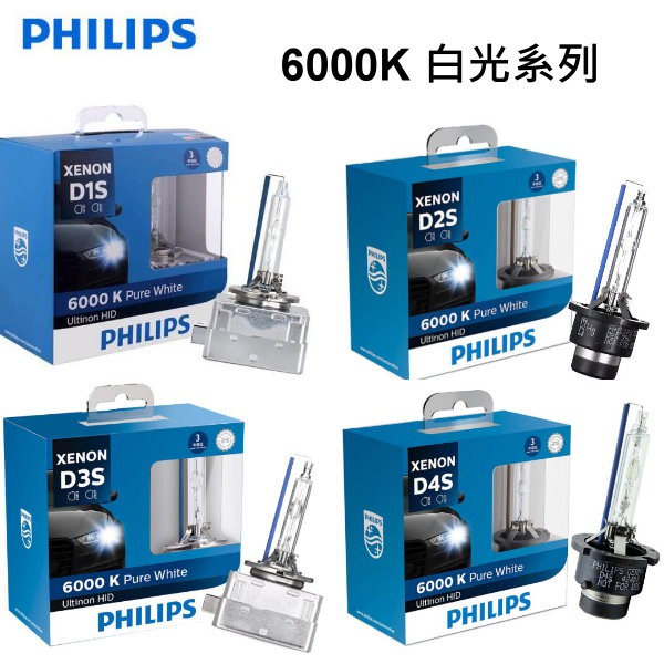 PHILIPS飛利浦 德國製D1S/D2S/D3S/D4S HID燈泡6000K白光 原廠色溫升級款