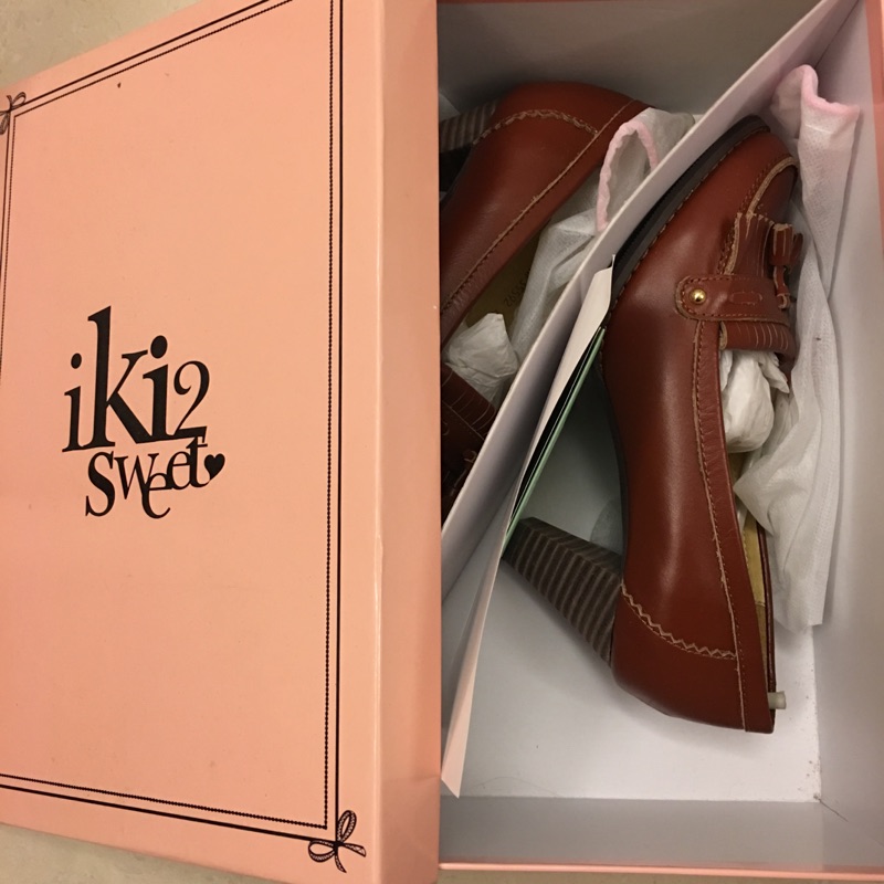 《客訂》買到賺到iki2專櫃鞋-真皮牛皮復古流蘇粗跟鞋（附iki2鞋盒）