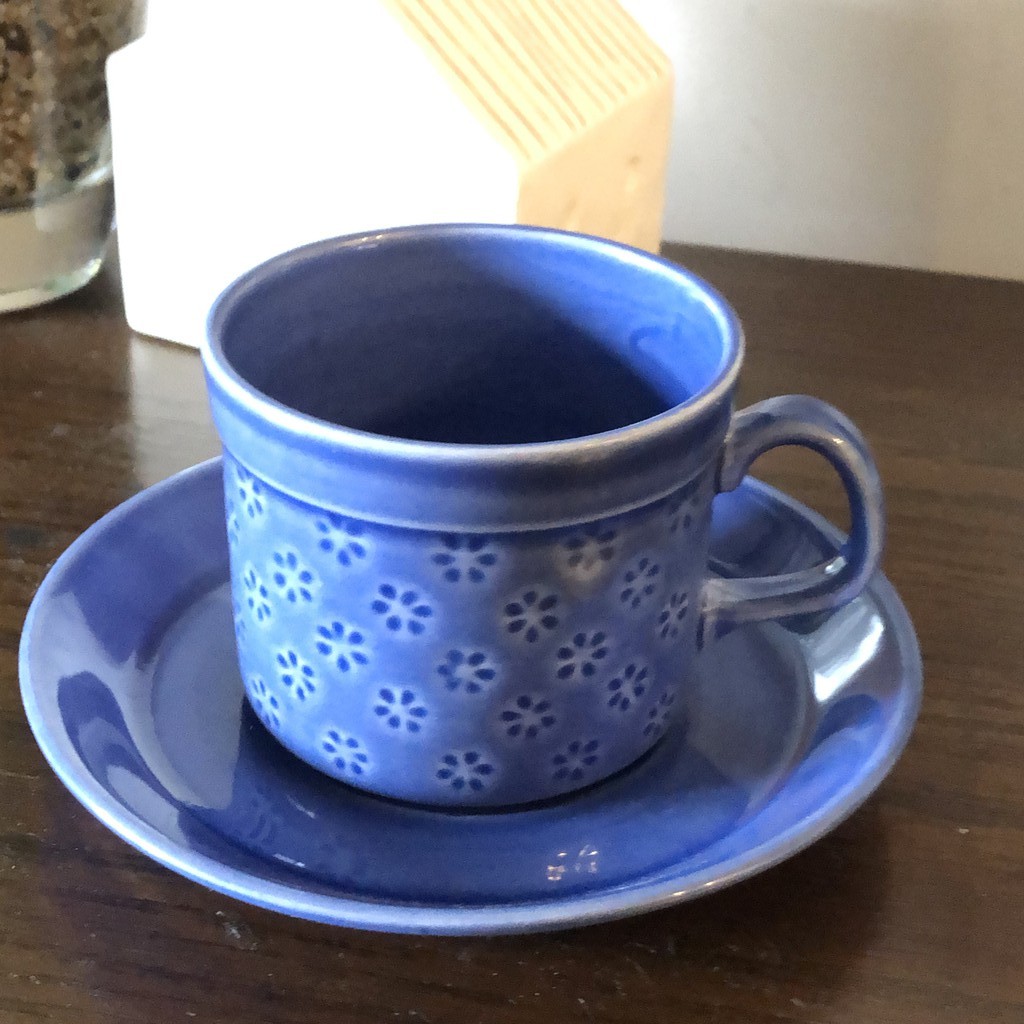 歡喜小店 // 北歐老件 gustavsberg veronika 鈷藍色咖啡杯盤組