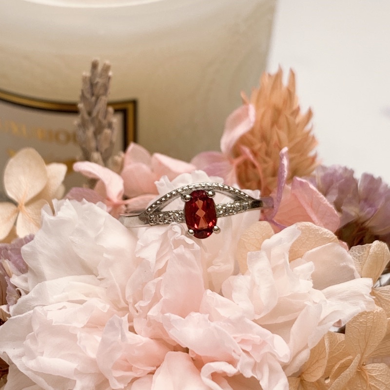 蔓蒂愛漂亮-天然水晶❤️紅碧璽戒指