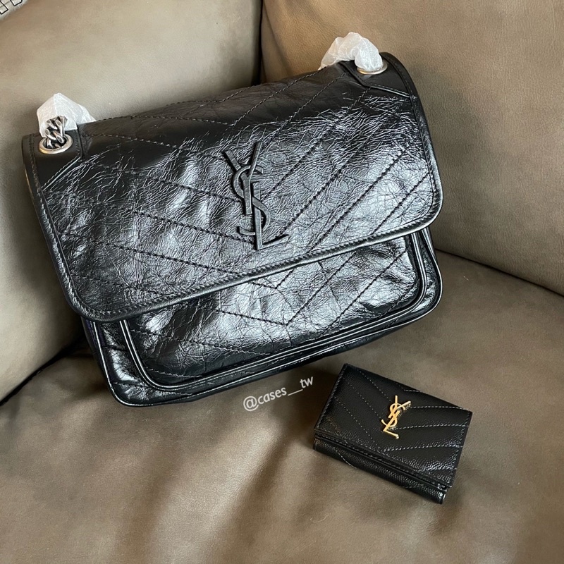 Ysl Saint Laurent Niki Medium 中號復古皮革免稅代購精品代購側背包鏈帶包單肩包 蝦皮購物