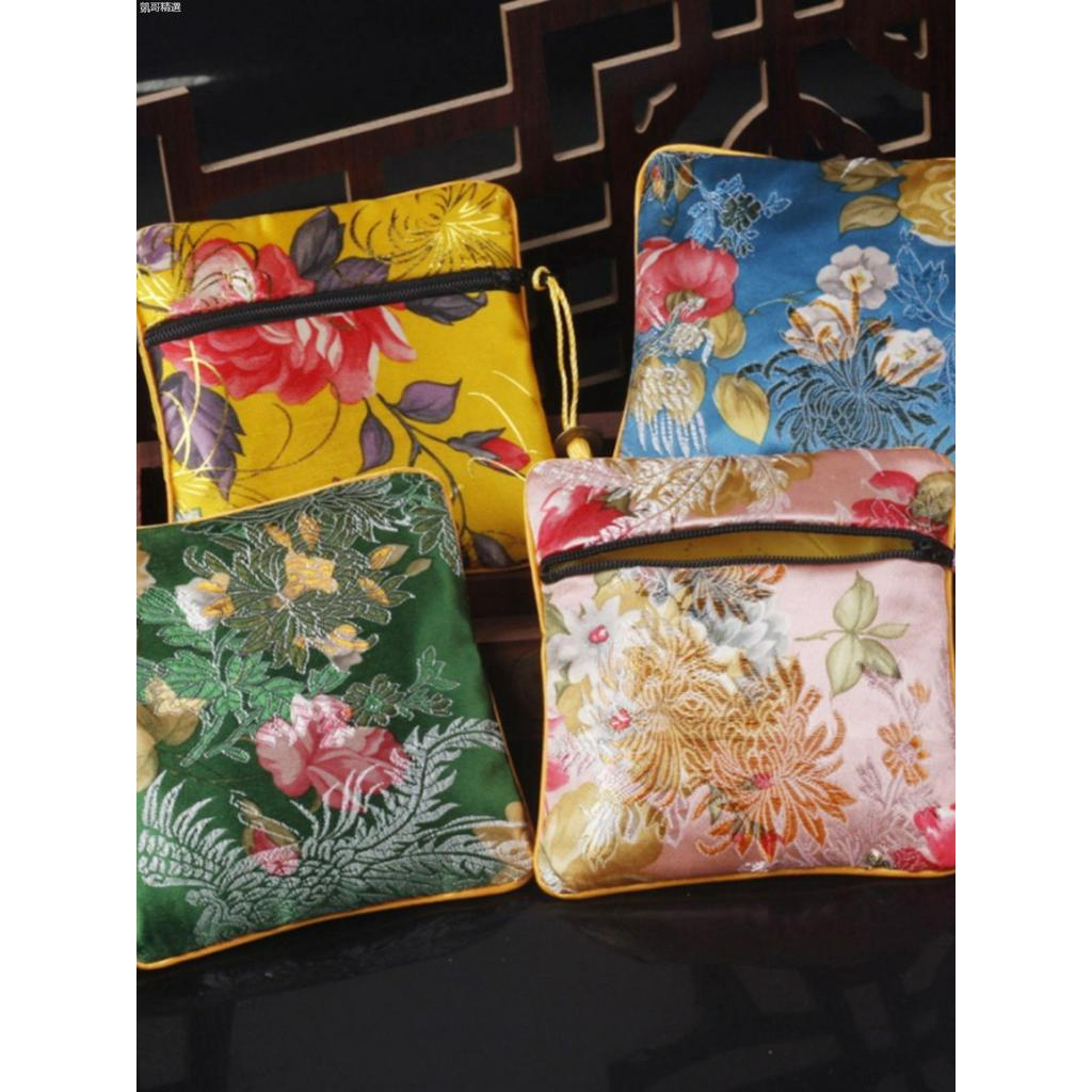 新中式古風錦囊袋 飾品古風首飾收納袋子佛珠收方形拉鍊包裝袋