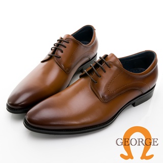 【GEORGE 喬治皮鞋】經典系列 素面漸層刷色綁帶紳士鞋 -棕 115008CZ-24