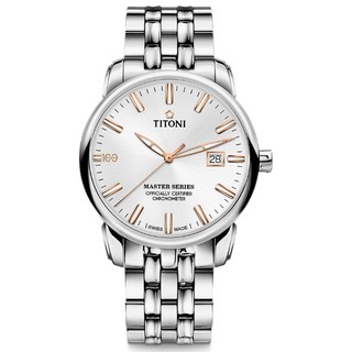 TITONI 瑞士梅花錶 83188S-1919R 大師系列 MASTER_SER. 百周年紀念限量腕錶/銀面 41mm