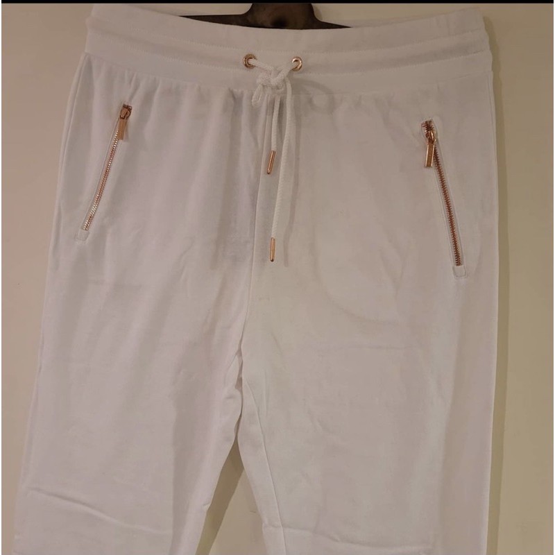 ARMANI EXCHANGE (A/X) 純白玫瑰金拉鍊棉褲