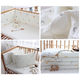 L 純棉绗縫床圍 韓式 可拆洗 嬰兒床 單片式 圍欄保護 防撞 寢具 滿月禮 安全 兒童房 幼兒保護