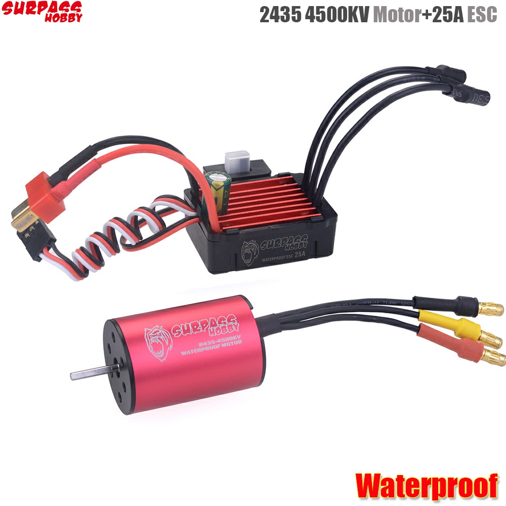Surpass Hobby 2435 4500kv 無刷電機 + 25A 無刷調速器 ESC 防水 2S 適用於 1 /