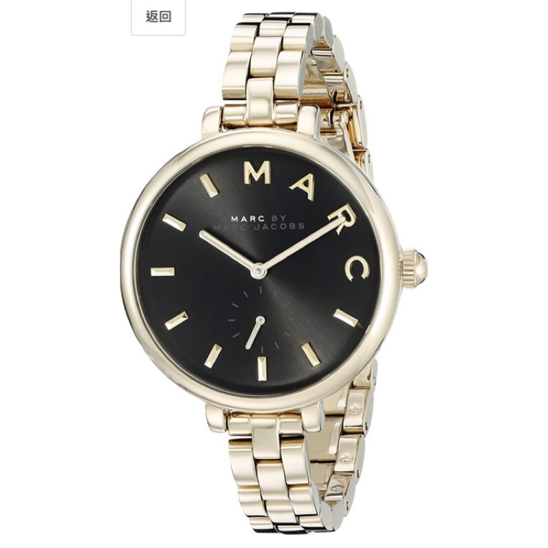 Marc Jacobs金色錶帶黑錶面Sally Gold-T one Watch（ MJ3454 ）細錶帶 手錶 小馬克