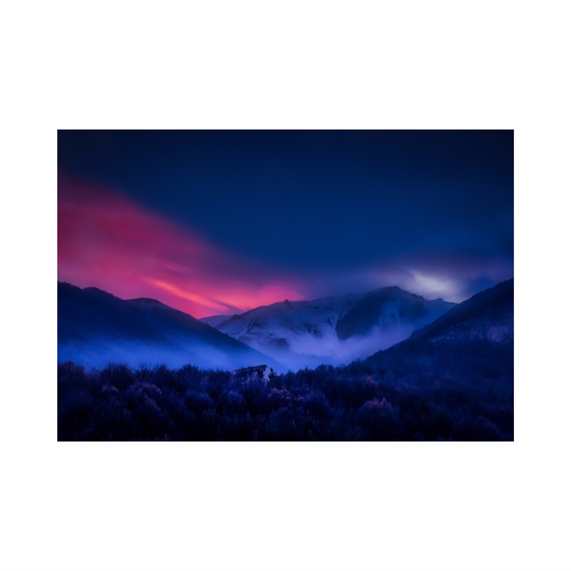 Possbay 山雲美麗的風景帆布畫版畫牆壁裝飾海報無框尺寸 A1/A2/A3/A4