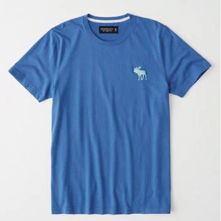 Abercrombie & Fitch 男裝 電繡 T恤 短袖 素T 圓領 純棉上衣 A63650 藍色AF(現貨)