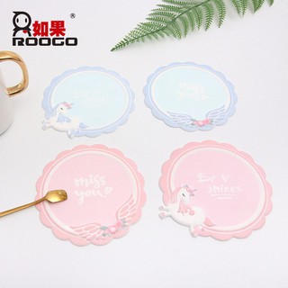 獨角獸杯墊 如果車品 可愛卡通汽車防滑墊子 創意獨角獸桌面餐墊 pvc 杯墊 隔熱墊 防滑墊 【阿禾小賣場】