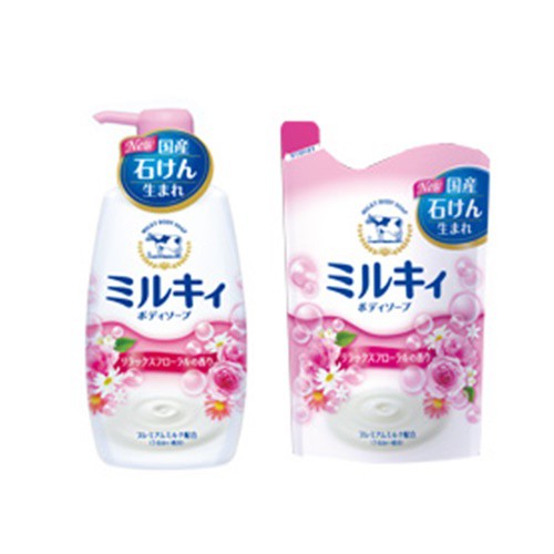 日本原裝進口 牛乳石鹼 牛乳精華沐浴乳補充包&lt;玫瑰花香&gt; 400ml