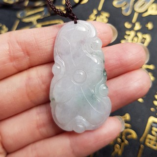 °☆ 珮齊精品舖 ☆° 天然翡翠A貨緬甸玉飄花荷葉牌 玉牌玉珮 一葉成名 夫妻和睦 合合美美(已綁繩) U0402041