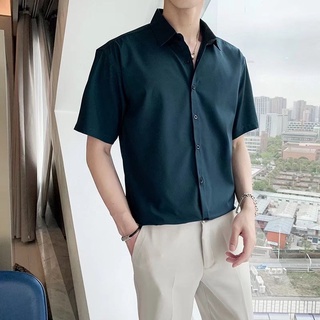 短袖襯衫男 M-3XL四色可選 薄款襯衫 夏季韓版潮流襯衫 高級感 內搭寬鬆上衣 白色男士襯衫 男裝