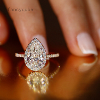 14k 梨形天然鑽石訂婚戒指結婚戒指愛情鑽石戒指尺寸 6-10