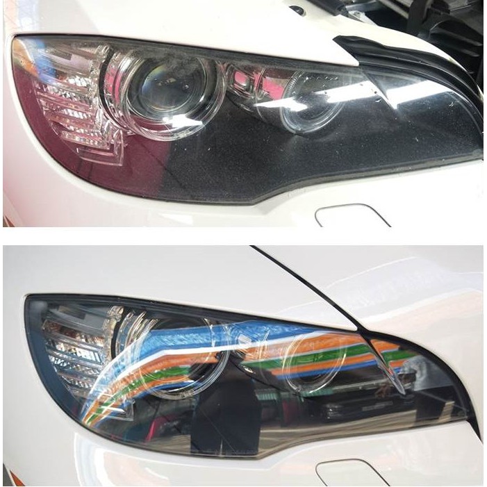 大燈快潔現場施工 BMW 寶馬 E71 X6 原廠車大燈泛黃霧化拋光修復翻新處理