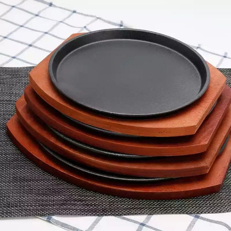 家用鐵板燒盤 鐵板牛排鐵板烤盤 不粘鍋加厚圓形鐵板燒 商用鐵板燒鍋