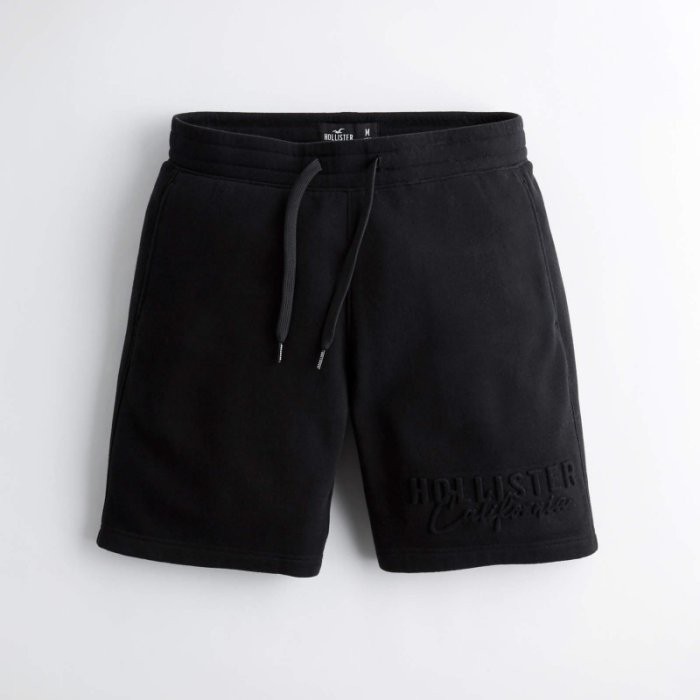 【HOLLISTER Co.】【零碼XL】HC男款棉短褲左下立體印字黑 F03200808-01
