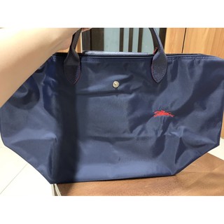 全新正品 LONGCHAMP COLLECTION刺繡LOGO尼龍摺疊短把拉鍊手提包