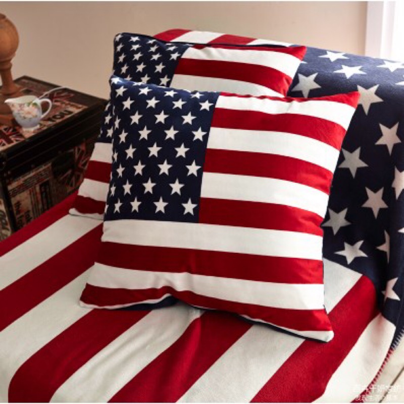 🎉現貨24H出貨🎉美國國旗／英國國旗／天鵝絨抱枕靠墊／米字旗英倫復古沙發方枕靠墊