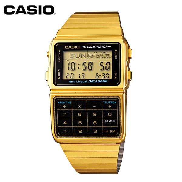 【CASIO】DBC-611G-1 復古造型電子錶/計算機系列/男女通用款/33mm/金/公司貨【第一鐘錶】