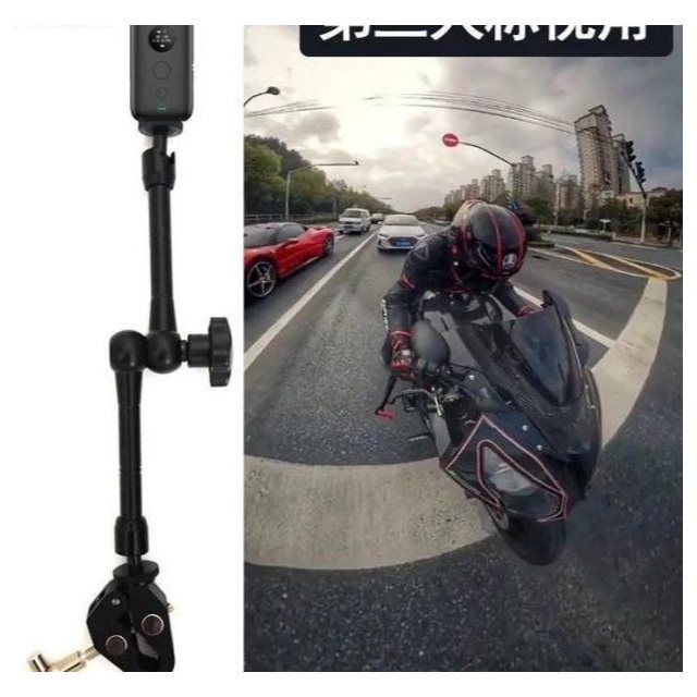 適用Insta360 one R全景相機摩托車后視鏡桿支架360onex騎行配件