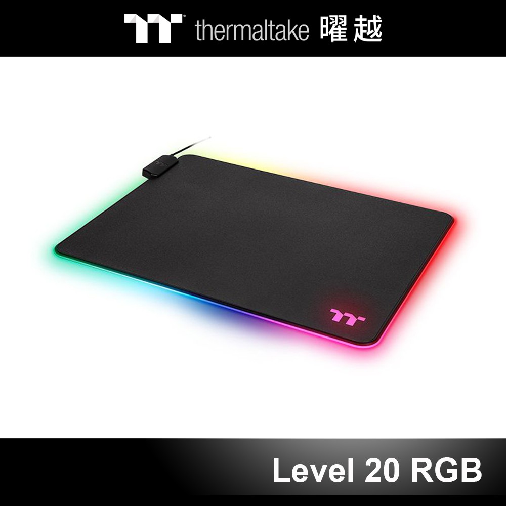 曜越 Level 20 RGB 電競 硬板 滑鼠墊 TT Premium 黑色 GMP-LVT-RGBHMS-01