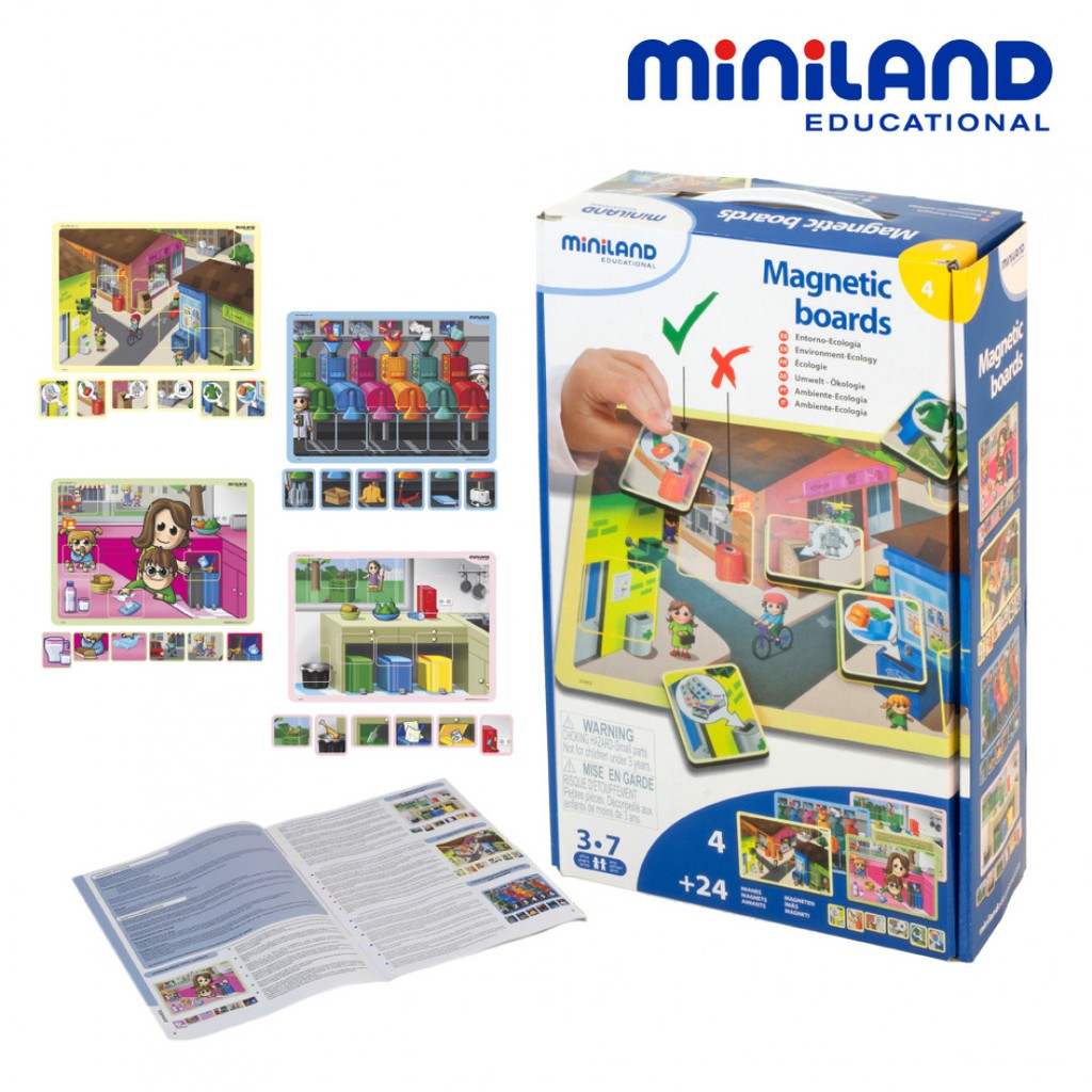【西班牙Miniland】情境學習磁鐵板-環保資源組