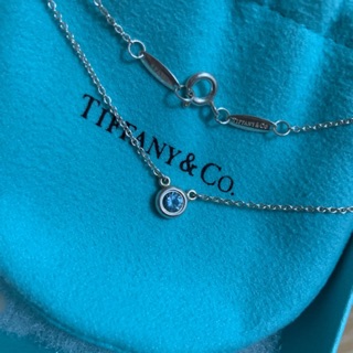 保證真品 Tiffany 單顆 圓形 藍色 藍寶石 項鍊 鎖骨鍊 純銀 項鏈 二手 正品 蒂芬妮 鑽石 約95新 可面交