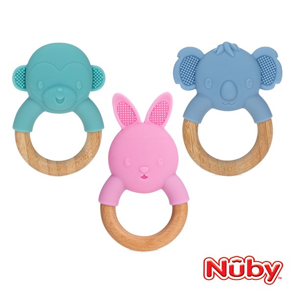 Nuby 矽膠造型櫸木固齒器-3款可選【佳兒園婦幼館】