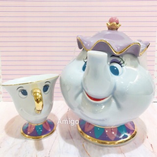 日本 東京迪士尼樂園 美女與野獸 茶壺媽媽 阿齊杯 杯子 水杯 瓷杯 茶壺 泡茶 杯 馬克杯