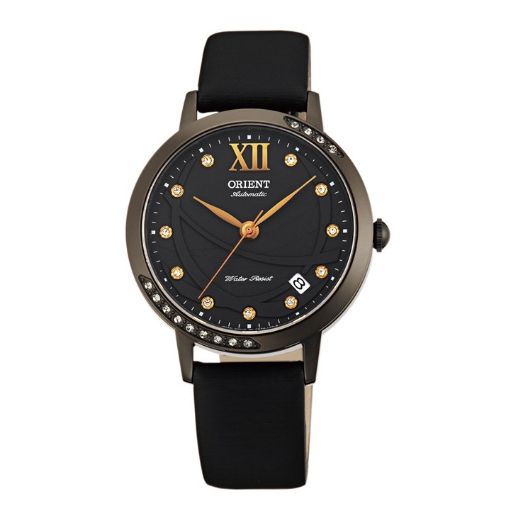 ORIENT 東方錶 ELEGANT系列 永恆耀眼時尚機械錶 絹布錶帶款 黑色 FER2H001B