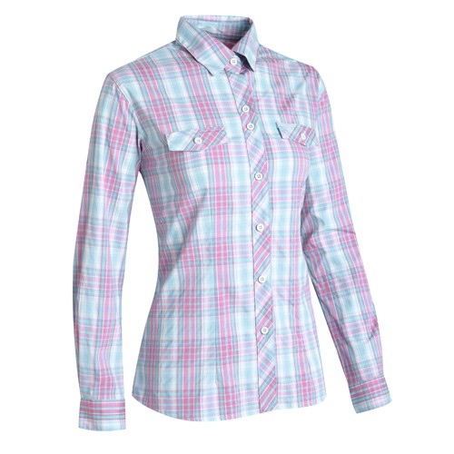 瑞多仕 DA2369 女彈性格子襯衫(長袖) 粉色/湖藍格 抗UV UPF30+ 登山 露營 戶外休閒 RATOPS
