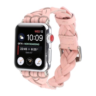 手工編織 適用 Apple watch 9 8 7 6 5 SE 45mm 41mm 蘋果手錶 真皮錶帶 蘋果手錶錶帶