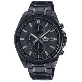 【CASIO】卡西歐EDIFICE經典三針三眼大錶面日期顯示不鏽鋼錶帶-黑(EFV-610DC-1A)台灣卡西歐保固一年
