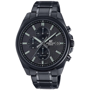 【CASIO】卡西歐EDIFICE經典三針三眼大錶面日期顯示不鏽鋼錶帶-黑(EFV-610DC-1A)臺灣卡西歐保固一年