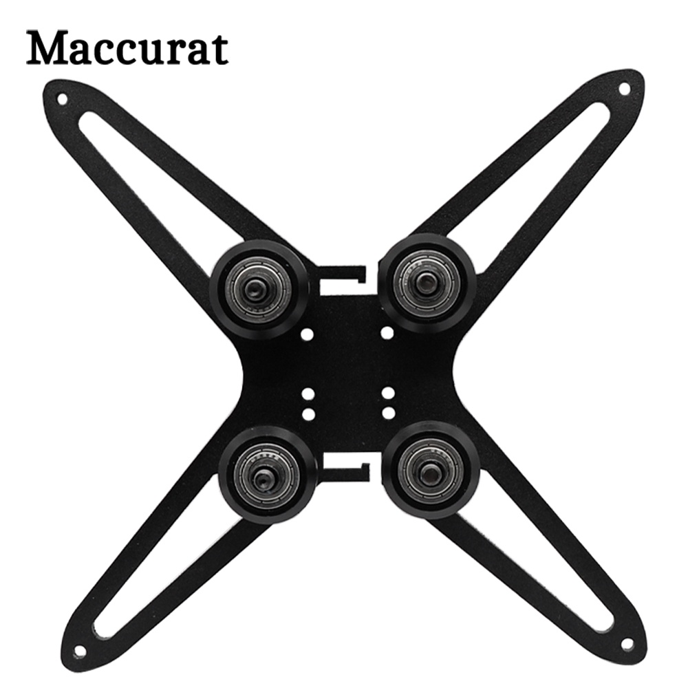 Maccurat 鋁合金黑色 150*150*3MM 熱床 Y 軸馬車支撐板帶滑輪用於 2020 鋁型材和導軌