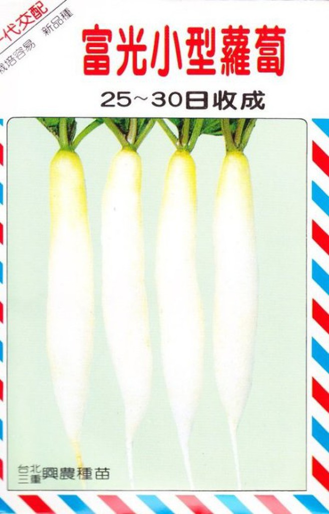 四季園 小型蘿蔔(富光) 【蘿蔔類種子】興農牌中包裝 每包約5公克 可做泡菜及菜脯