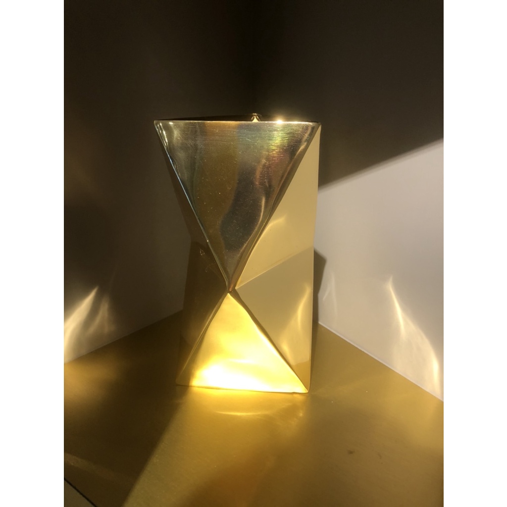 ZARA HOME 幾何金屬花瓶 GEOMETRIC METALLIC VASE  二手