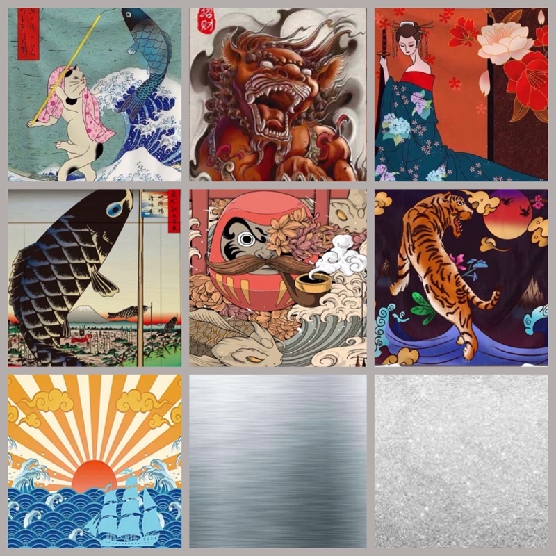 日本浮世繪掛布背景布家飾家居桌巾裝飾虎不倒翁達摩鯉魚旗招財獅子 蝦皮購物