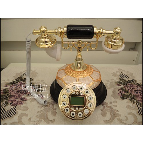 高雄．黛博拉家飾精品．歐式古典黑底琺瑯復古電話古董電話仿古電話造型電話來電顯示家用電話有線電話居家佈置
