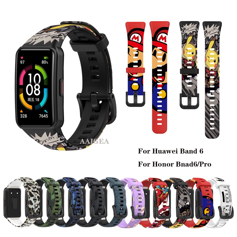 華為 錶帶時尚迷彩矽膠錶帶, 適用於 Huawei Band 6 / Honor Band 6 pro 替換腕帶