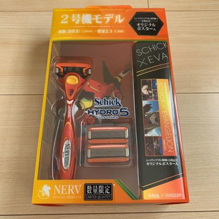 現貨供應~新發售-日本Schick + EVA福音戰士聯名商品~ 2號機HYDRO5 刮鬍刀 附2個刀片與海報