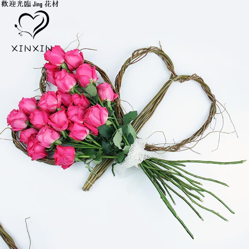 干樹枝心形龍柳愛心環花架心形花束藤條插花裝飾鮮花包裝花藝材料jing 花材店 蝦皮購物